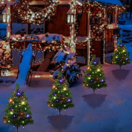 4 Packs Solar Christmas Tree Garden Pathway Lights, d Xmas Tree Solar Yard Landscape Stake Lights, Outdoor Waterproof Christmas Pathway Lights for Christmas Decoration Garden Patio Yard Patio