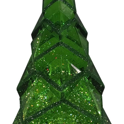 11.375" LED Blowing Glitter Light Up Christmas Tree - Green, Christmas Decor, Christmas Lights, 4-Hour Timer Function, Requires 3AA Batteries (not Included)