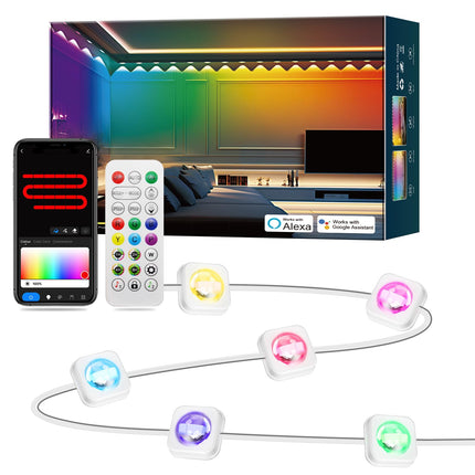 RGB String Downlights, 90ft with 60 LEDs Indoor Wall Light, Smart LED String Lights Works with with App & Remote Control, Color Changing Wall Lamp for Party, Christmas, Music Sync (White)