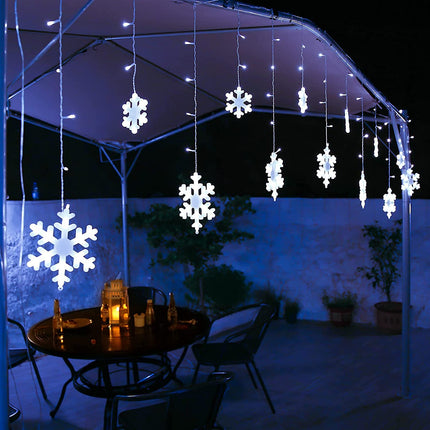 Christmas Snowflake Lights, 10.66ft 168 LED Icicle Lights Outdoor with 14 Drops, 8 Modes Waterproof Connectable Christmas Light for Eaves, Wedding, Garden, Yard, Indoor Outdoor Xmas Decor (White)