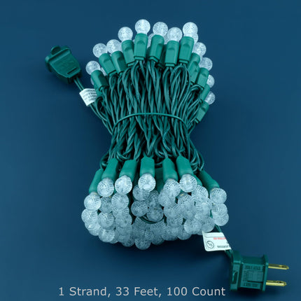 100 Warm White Raspberry One-Piece LED Christmas Lights, 33 ft Green Cord High Waterproof UL G12 Outdoor String Lights (Warm White)