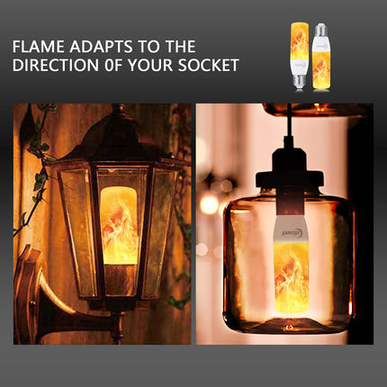 LED Flame Effect Light Bulbs - E26 LED Bulb with Gravity Sensor Flickering Light Halloween Christmas Decoration Indoor Outdoor Party Hotel Bar Atmosphere Decoration - 4 Pack