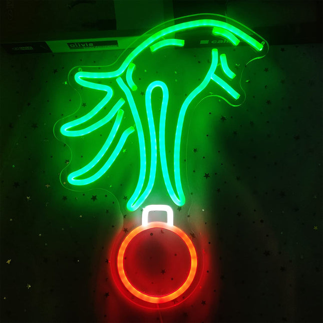 Christmas Neon Sign Dimmable Christmas Neon Lights Led Neon Signs Green Light Up Neon Sign for Bedroom Kids Room Living Room Xmas Party