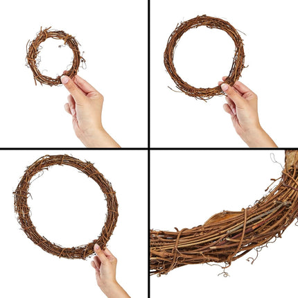 Juvale Set of 3 Grapevine Wreath Forms for DIY Crafts, Plain Twig Branches for Christmas, Holidays, Wedding, Party, and Fall Home Decor (11.5, 7, and 4.5 in)