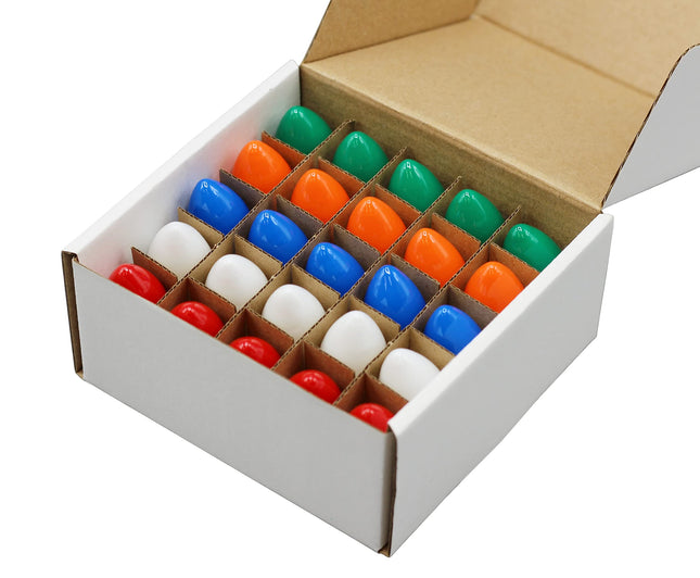 25-Pack C7 Multicolor 7-Watt Christmas Light Bulbs, Ceramic Base, Extended Life