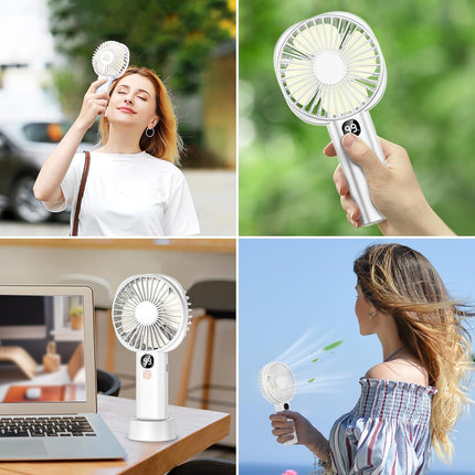 Mini Hand Held Fan Portable, Rechargeable Battery Operated Handheld Fan With Base,410 Hours,5 Speeds Personal Desk Table Fan