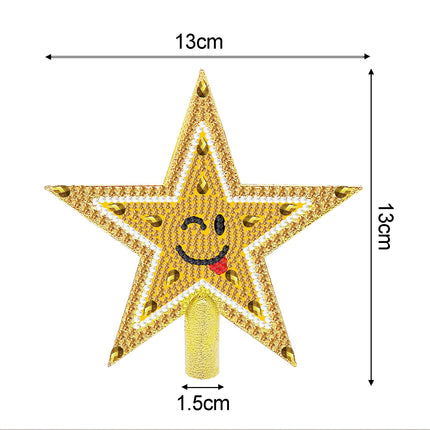 Mini Christmas Tree Topper Diamond Art Painting，Diamond Art Star Topper for Christmas Tree，Christmas Decorative Holiday Bethlehem Star Ornament