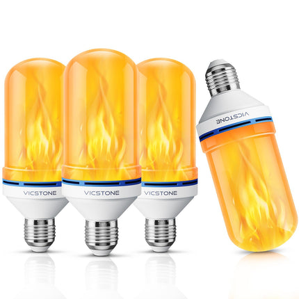 d LED Flame Light Bulbs, 4-Mode Flickering Light Bulbs with Upside Down Effect, E26 Fire Light Bulb for Porch Party Patio Home Halloween Christmas Indoor Outdoor - 4 Pack