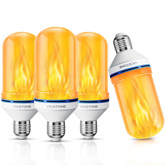 d LED Flame Light Bulbs, 4-Mode Flickering Light Bulbs with Upside Down Effect, E26 Fire Light Bulb for Porch Party Patio Home Halloween Christmas Indoor Outdoor - 4 Pack
