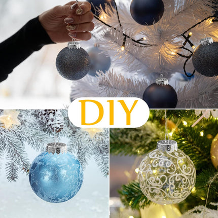 12Pcs 60mm Clear Plastic Christmas Ball Ornaments 2.36'' Round Clear Plastic Fillable Bulb DIY Craft Ornaments Shatterproof Xmas Tree Hanging Balls for Holiday, Wedding, Birthday, Christmas Wreath