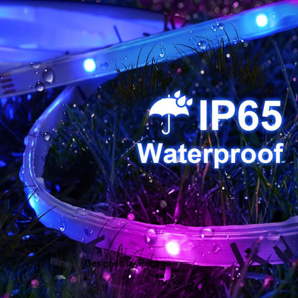 Fussion Outdoor LED Strip Lights Waterproof 65.6ft, IP68 LED Light Strips with Remote, RGB Color Changing Christmas House Rope Lighting for Outside