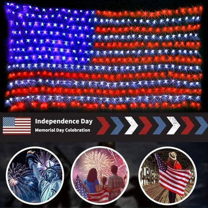 American Flag Lights 420 Super Bright LEDs, Waterproof LED US Flags Light for 4th of July Decorations, Memorial Day, Independence Day, Garden, Yard, Holiday, Party, Christmas Decorations