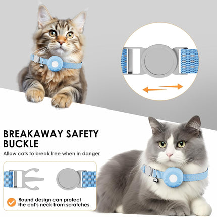 Cat GPS Tracker for Cats, Waterproof Pet GPS Tracker, Cat GPS Tracker Collar with Safety Elastic Buckle, Compatible with Apple Find My App (Only iOS), No Monthly Fee, Blue