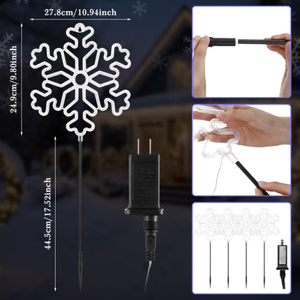 8 Pack Christmas Pathway Lights 11 x 27 Inch Large Snowflake Lights Outdoor Waterproof LED Plug in & Connectable Decorative Lights Outdoor Christmas Decorations for Yard Lawn Garden Decor