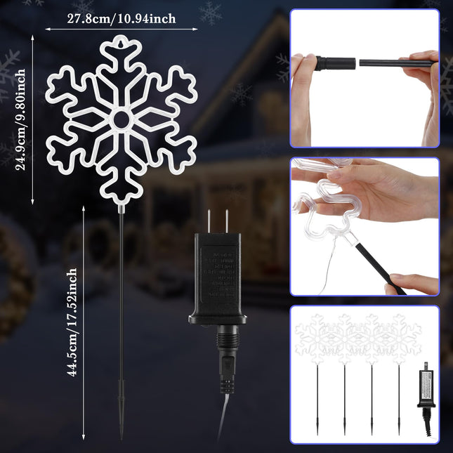 8 Pack Christmas Pathway Lights 11 x 27 Inch Large Snowflake Lights Outdoor Waterproof LED Plug in & Connectable Decorative Lights Outdoor Christmas Decorations for Yard Lawn Garden Decor
