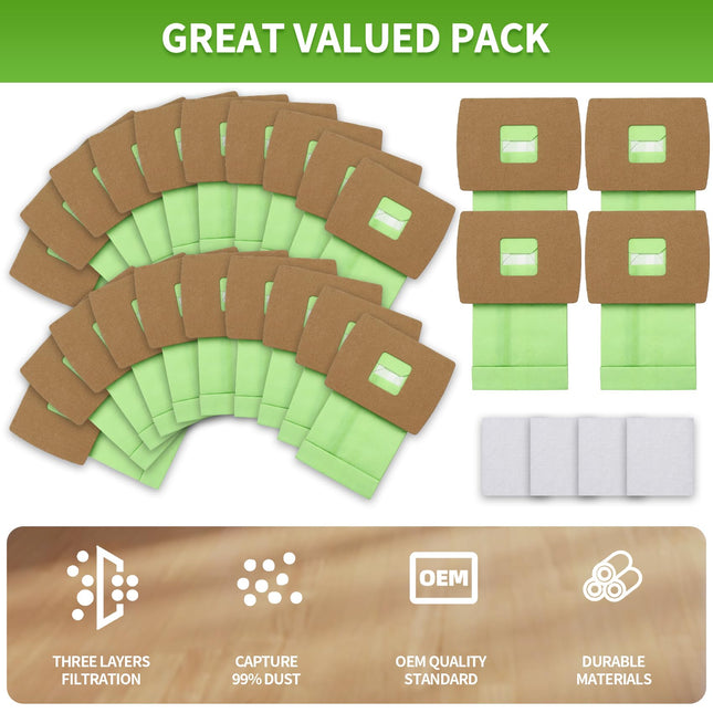 24 Pack Type Bb Compact Canister Bags Compatible For Oreck Xl Buster B Canister, Canister Vacuum Bags For Pkbb12Dw Bb180 Bb280 Bb850 Bb870 Bb900 Bb1000 Mv160, With 4 Motor Filter Bm04 Kit
