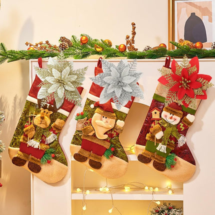 Glitter Poinsettia for Christmas Tree, 12 Pcs Artificial Christmas Flowers with Clips Stems Xmas Tree Ornaments for Wedding Party Wreath Decoration (Gold)
