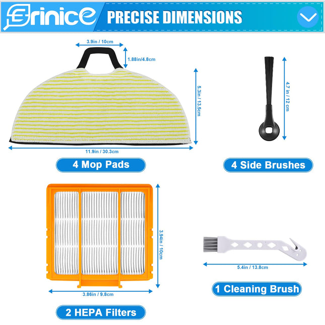Rv2610Wa Mop Brush Filter Kit For Shark Rv2610Wa Rv2620Wa Rv2410Wd Av2610Wa Ai Ultra 2In1 Robot Vacuum Part, 4 Mop Pads, 2 Premotor Filters, 4 Side Brushes, 1 Brush, 11 Pack