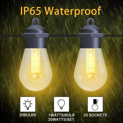 Honche Outdoor String Lights Patio Lights String Lights for Outside Christmas Lights Outdoor Waterproof Weatherproof Warm White 20 S14 Bulb 8 Modes 49.2FT