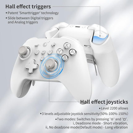 AKNES Guli Kit KK3 MAX Controller, Hall Joysticks&Triggers Controller for Switch/Android/iOS/Steam Deck, 4 Back Buttons,Maglev/Rotor/HD Vibration,Wired/Wireless with 1000Hz Polling Rate for Wins-Black
