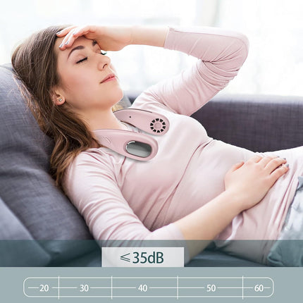 Personal Fan,Portable Neck Fan Rechargeable,HandsFree Bladeless Fan With ThreeSpeed Change,360° Surround Airflow Personal Cooling