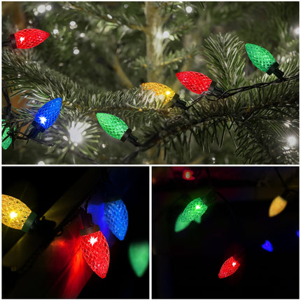 Anycosy Christmas Lights Outdoor, 100 LED C9 String Lights with Timer Function Plug in 8 Modes for Christmas Decorations