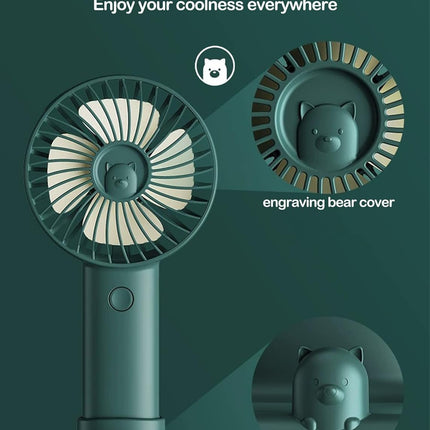Handheld Mini Fan, Portable Usb Rechargeable 3 Speeds Personal Small Desk Table Fan With Base, 822 Working Hours For Travel/Commu