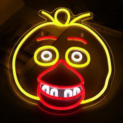 Five Nights at Freddy's Chica neon signs for wall decor，LED Neon Lights for Bedroom，birthday、Christmas s for kids 5V Power Adapter 16.1 12.8Inch