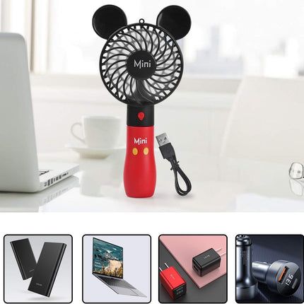 Hand Held Fan,Cartoon Fan Portable Hand Held Usb Rechargeable Fans With 3 Adjustment Speeds,Battery Operated Electric Powered Min