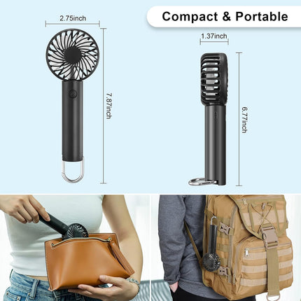 Portable Handheld Fan, 2200 Mah Usb Rechargeable Personal Fan, Battery Operated Small Fan With 3 Speeds For Outdoor Indoor Travel