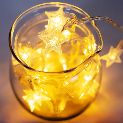 Warm White Star String Lights, 100 LED Plug in Fairy String Lights Waterproof Extendable for Indoor Outdoor, Wedding Party Christmas Tree, Year, Garden Decoration