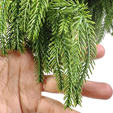 GXXMEI 6PCS 18" Christmas Norfolk Pine Branches, Norfolk Pine Stems DIY Crafts Faux,Faux Cedar Branches for Christmas Indoor Outdoor Home Decor