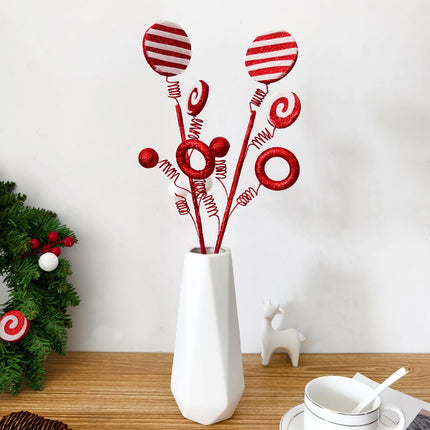 4 Pcs Christmas Tree Picks and Sprays, 17 Inch Grinchs Christmas Tree Decorations, Glitter Red and White Christmas Ornaments for Tree Topper Filler, Candy Cane Xmas Grinchmas Décor