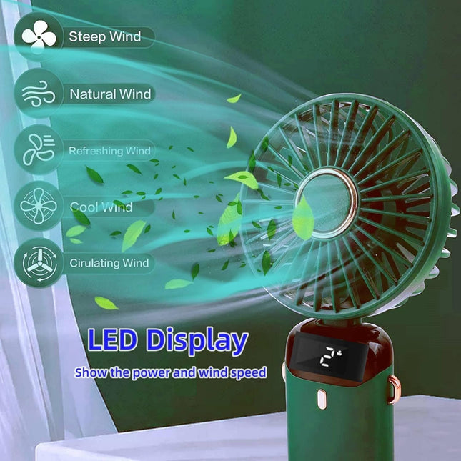 Portable Fan, Hand Held Fan Mini Usb Fan Personal Fan Travel Fan Rechargeable Fan Foldable Small Fan Desk Fan 5000Mah 5 Speeds