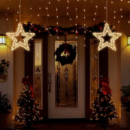 Christmas Acrylic Star Lights with Twinkle Lights, 320 LED Warm White Fairy Lights，Christmas Star Lights 15 Inches/Timer for Christmas Party Indoor Outdoor Holiday Decoration