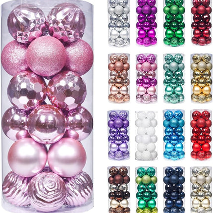 XmasExp 60mm/2.36" Christmas Ball Ornaments Shatterproof Christmas Ornaments Set Decorations for Xmas Tree Balls - 24ct (2.36'', Pink)