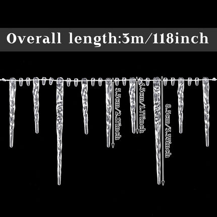 Bencailor 9.8 ft Christmas Acrylic Icicle Garland Clear Twisted Crystal Garland Icicle Garlands Banner Streamer for Christmas Party Winter Wedding Birthday Year Baby Shower Hanging Decor (1 Pc)
