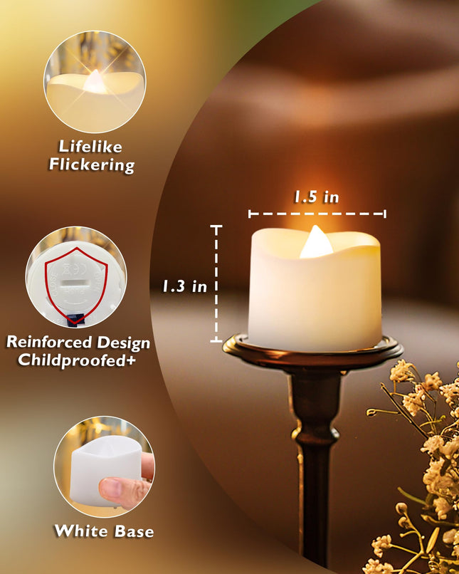Homemory 12-Pack Flameless LED Tea Lights Candles Battery Operated, 200+Hour Fake Electric Candles TeaLights for Votive, Aniversary, Wedding Centerpiece Table Decor, Funeral, Halloween, Christmas