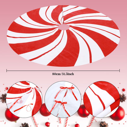 Christmas Tree Decoration set Include Christmas Tree Topper Bow, Decorative Strips Ribbon, Christmas Tree Skirt with Annual Ring for Farmhouse, Wreath Crafts Decorations(Candy Style, 40 Inch)