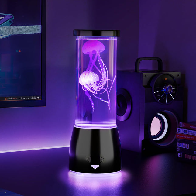 ROSHWEY Jellyfish Lamp Aquarium - 16 Color Large Jelly Fish Tank Light Christmas s for Kids Adults, Table Lamp with Remote Control Bedroom Decor LED Night Light for Birthday Children's Day (Black)