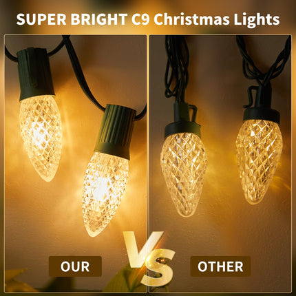Minetom C9 LED Commercial Outdoor Christmas Lights – 150 FT Heavy Duty Christmas String Lights, Waterproof Connectable UL Warm White C9 Lights for Indoor Roofline Xmas Decor