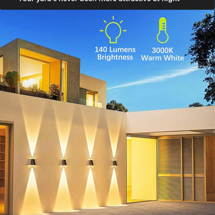 LITVERSE Solar Outdoor Wall Lights Up and Down 2 LED Outdoor Lamp Solar Wall LightsIP65 Waterproof Patio Wall Light Solar Exterior Lights for House Garage Garden (Warm White) Plastic