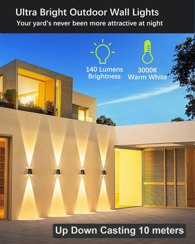 LITVERSE Solar Outdoor Wall Lights Up and Down 2 LED Outdoor Lamp Solar Wall LightsIP65 Waterproof Patio Wall Light Solar Exterior Lights for House Garage Garden (Warm White) Plastic
