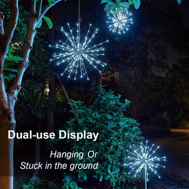 Lightshare 24" Lighted Ball Starburst Light 160 LED Firework Lights Twinkle White Hanging Ball Dual-use for Patio Walkway Pathway Decoration Indoor/Outdoor