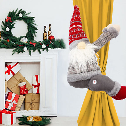 Gnome Tree Topper,Gnome Christmas Tree Topper,Gnome Christmas Decorations,Funny Christmas Tree Topper Gnome,Hand Made Christmas Decorations Holiday Home Decor,Also be Used as Curtain Tie(Red)