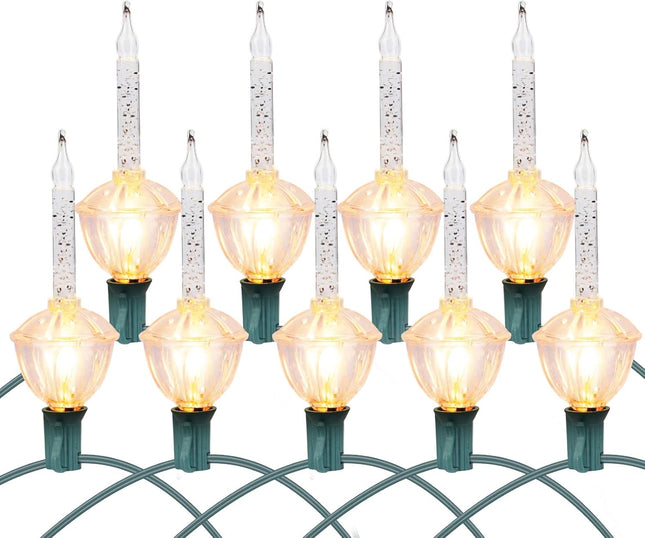 Bubble String Lights, 2 Pcak 9 Counts Traditional Clear Bubble Bulbs with Silver Glitter, Christmas Bubble Lights for Tree Holiday Christmas Celebrations Lighting, Green Wire