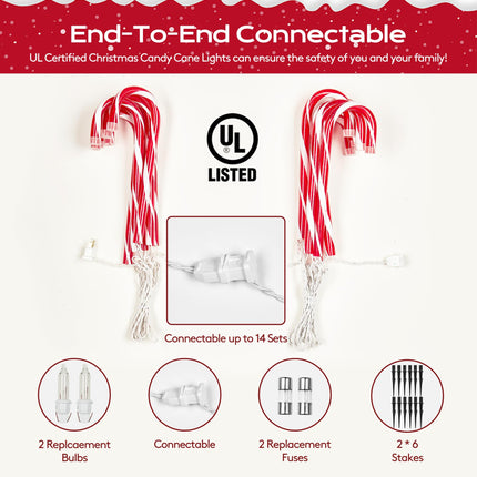 Christmas Candy Cane Lights 12Pcs Christmas Pathway Lights with 72 Count Incandescent Clear Lights, Connectable 12 Inch Pathway Makers Lights for Indoor Outdoor Walkway Patio Yard Lawn Decorations