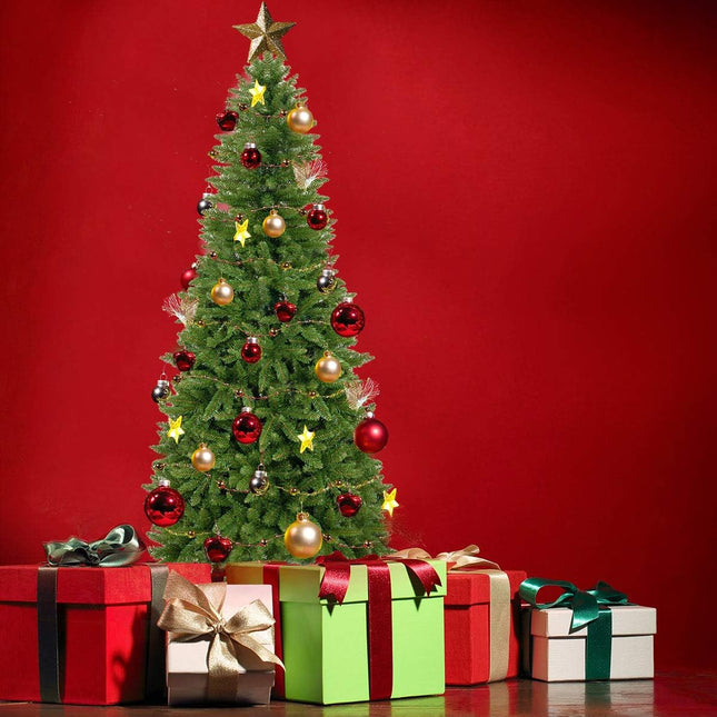 7ft Artificial Pencil Slim Christmas Tree, Includes Metal Stand, Kingswood Fir, Easy Assembly with Hinge