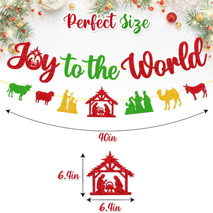 Merry Christmas Decoration Joy to The World Sign Banner Felize Navidad Garland Decor Let Jesus Light Your Way Backdrop Nativity God Bible Theme Xmas Party Event Anniversary Gala Celebration Supplies