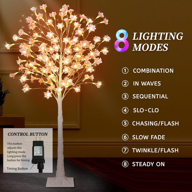 Artificial Trees for Outdoors 5.9FT 96 LED Outdoor Fake Plant Tree IP44 Waterpoof Christmas Tree Decor Lights Fake Tree for Outside Home Decor Indoor Patio Wedding Party Festival Holiday Decoration